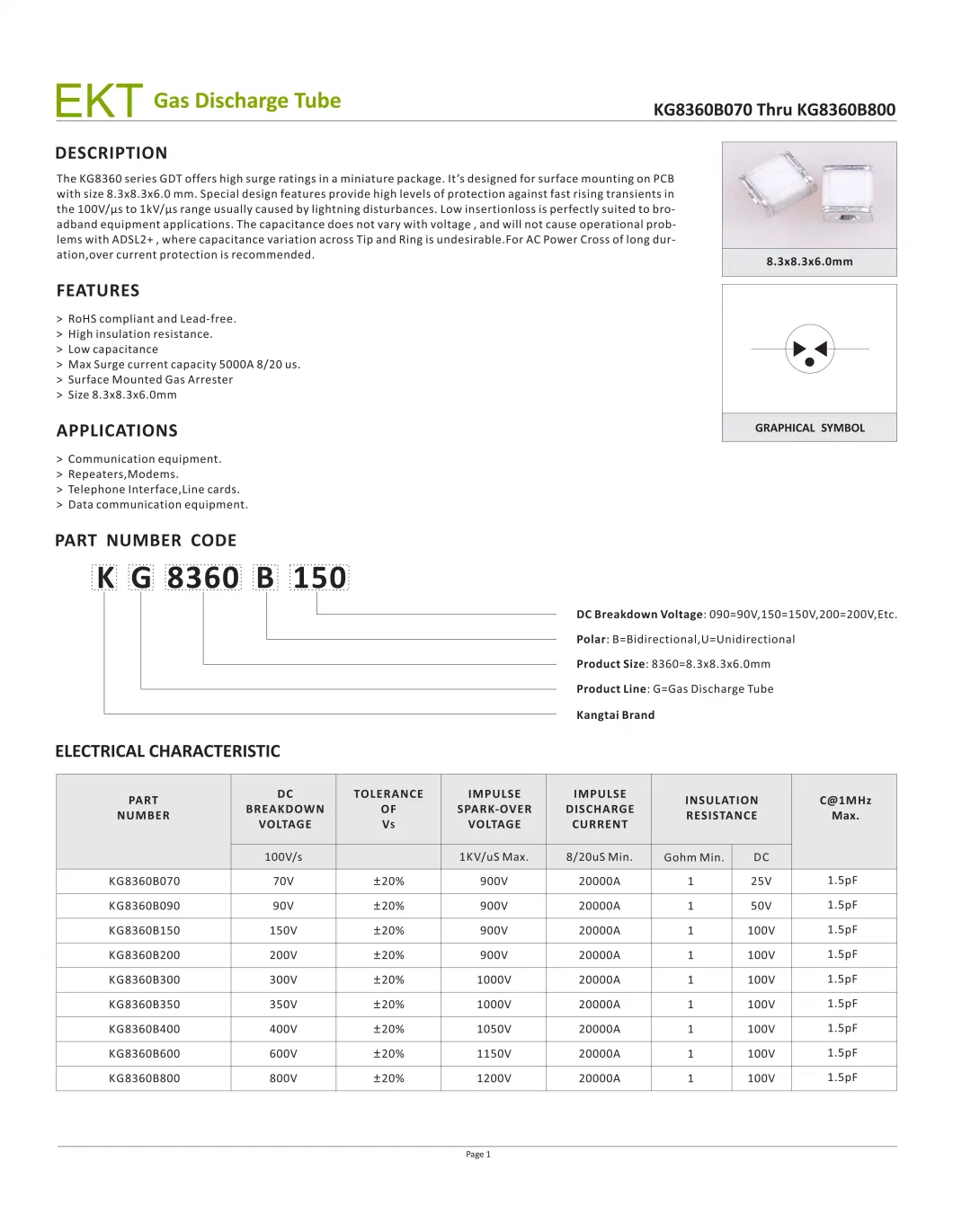 Gas Discharge Tube Gdt 8360 Full Range